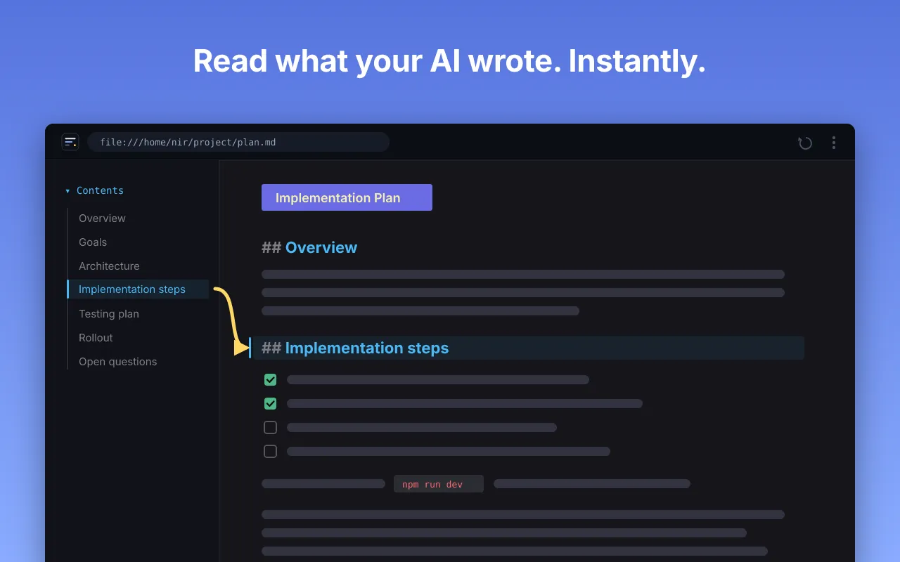 Skim rendering a document with a contents sidebar